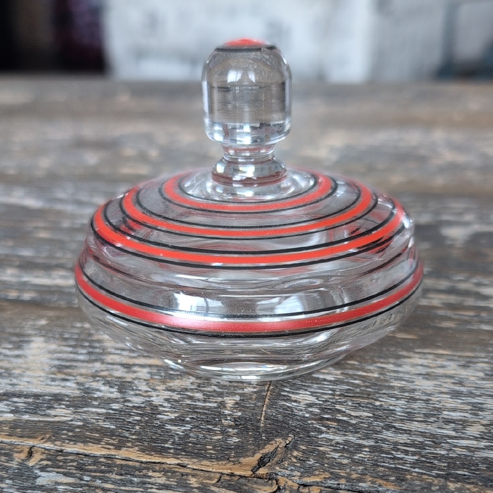 Vintage Art Deco Glass Trinket Lidded Jar